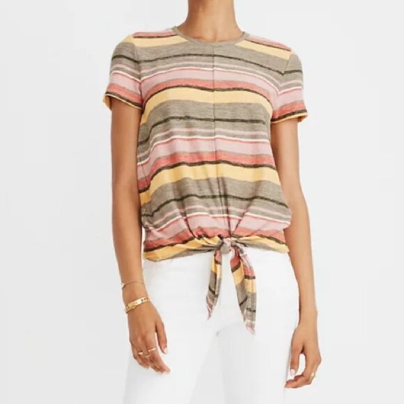 Texture and Thread by Madewell Striped Tie Top Shirt XS - Picture 14 of 15